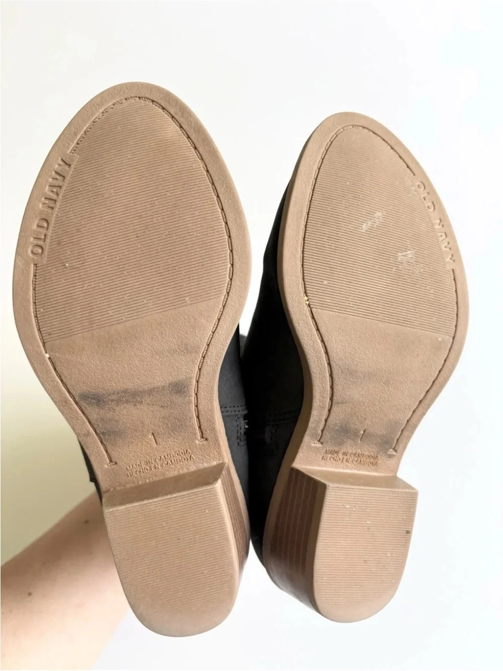Old Navy Black Ankle Booties with Low Stacked Heel 1Y Western Girls